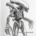 Fierce Xenomorph Warrior Coloring Pages 3