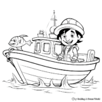 Páginas para colorear de un pescador en un barco de pesca 1