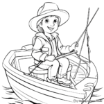 Páginas para colorear de un pescador en un barco de pesca 3