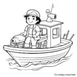 Páginas para colorear de un pescador en un barco de pesca 4