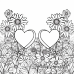 Floral Background Two Hearts Coloring Pages 1