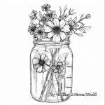 Floral Mason Jar Coloring Pages 1