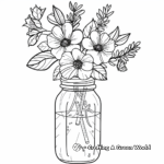 Floral Mason Jar Coloring Pages 2