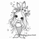 Flower Crown Bunny Mermaid Coloring Pages 1