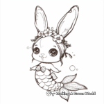 Flower Crown Bunny Mermaid Coloring Pages 2