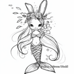 Flower Crown Bunny Mermaid Coloring Pages 3