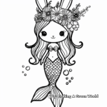 Flower Crown Bunny Mermaid Coloring Pages 4