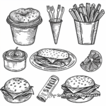 Food Court Menu Coloring Pages: multifood experience 4