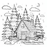 Forest Scene with Cabin Coloring Pages 1