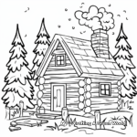 Forest Scene with Cabin Coloring Pages 4