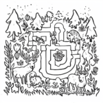 Forest Wildlife Maze Coloring Pages for Nature Lovers 2