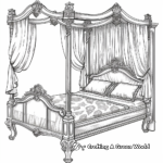 Four Poster Bed Royal-Themed Coloring Pages 1