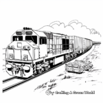 Freight Train in the Countryside Coloring Pages 1