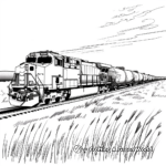 Freight Train in the Countryside Coloring Pages 2