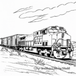 Freight Train in the Countryside Coloring Pages 3