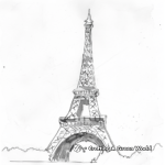 French Inspired Watercolor Eiffel Tower Coloring Pages 1