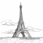 French Inspired Watercolor Eiffel Tower Coloring Pages 3