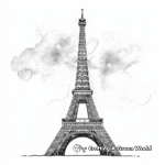 French Inspired Watercolor Eiffel Tower Coloring Pages 4