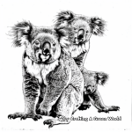 Friendly Koala Family Coloring Pages 1
