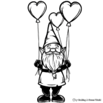 Friendly Valentine Gnome with Balloons Coloring Pages 1