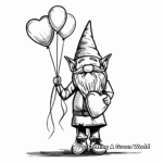 Friendly Valentine Gnome with Balloons Coloring Pages 3