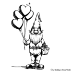 Friendly Valentine Gnome with Balloons Coloring Pages 4