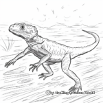 Frilled Lizard in Action: Running Posture Coloring Pages 1