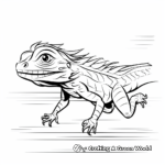 Frilled Lizard in Action: Running Posture Coloring Pages 3