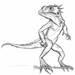Frilled Lizard in Action: Running Posture Coloring Pages 4