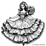 Frippery Frilly Dress Barbie Coloring Pages 1