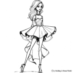 Frippery Frilly Dress Barbie Coloring Pages 2