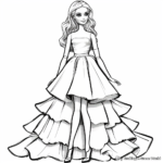 Frippery Frilly Dress Barbie Coloring Pages 4