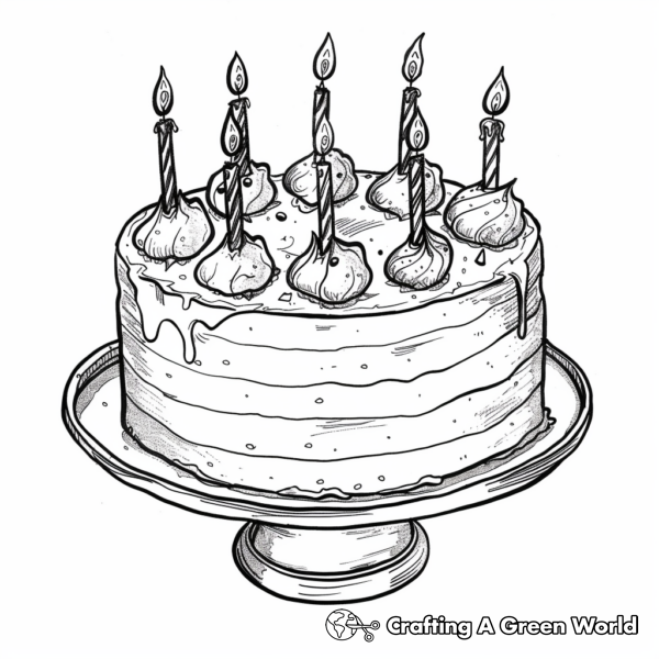 Frosted Birthday Cake Coloring Pages 1