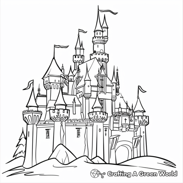 Frosty Disney Castle Coloring Pages 1