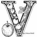 Fruit and Vegetable Letter V Coloring Pages 1
