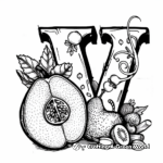 Fruit and Vegetable Letter V Coloring Pages 2
