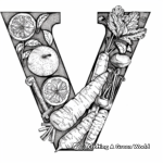 Fruit and Vegetable Letter V Coloring Pages 3