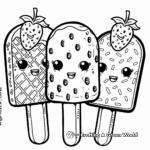 Fruity Kawaii Ice Cream Bars Coloring Pages 2