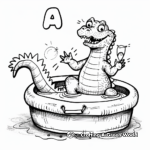 Fun Alligator Pool Party Coloring Pages 3
