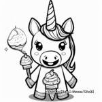 Fun-Filled Ice cream Kawaii Unicorn Coloring Pages 1