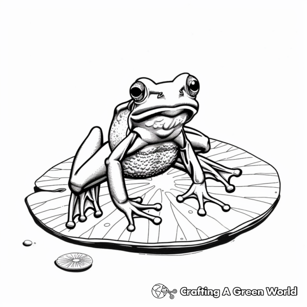 Fun Frog on a Lily Pad Coloring Pages 1