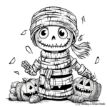 Fun Mummy Trick or Treat Coloring Pages 1