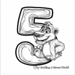 Fun Number 5 Animal Themed Coloring Pages 4