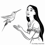 Fun Pocahontas and Flit (Hummingbird) Coloring Pages 1