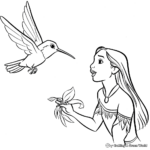 Fun Pocahontas and Flit (Hummingbird) Coloring Pages 2