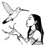 Fun Pocahontas and Flit (Hummingbird) Coloring Pages 4