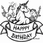 Fun Unicorn Birthday Banner Coloring Pages 4