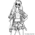 Funky and Trendy Barbie Outfits Coloring Pages 3