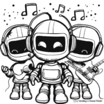 Funky Robot Music Band Coloring Pages 1