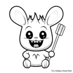 Funny Kawaii Bunny Toothbrushing Coloring Pages 2